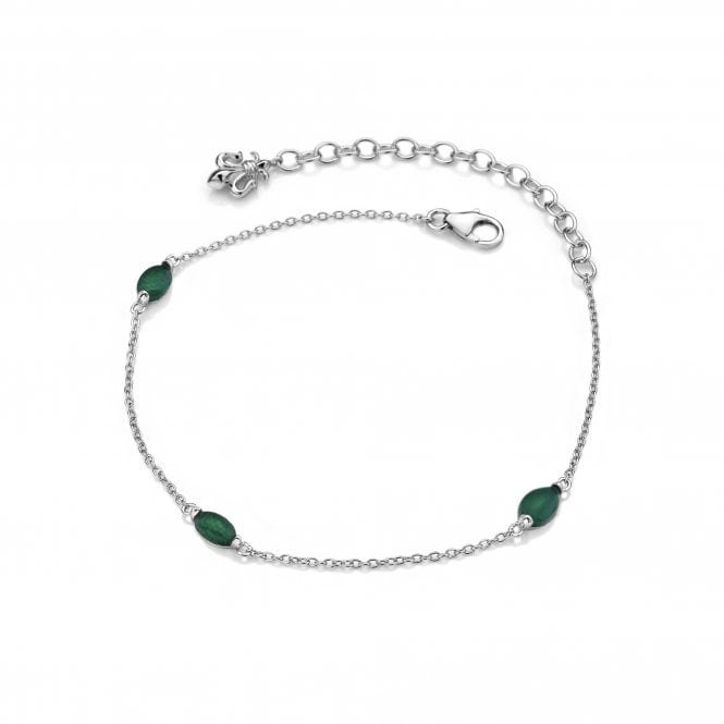 May - Green Agate Oval Cabochon Cut Bracelet