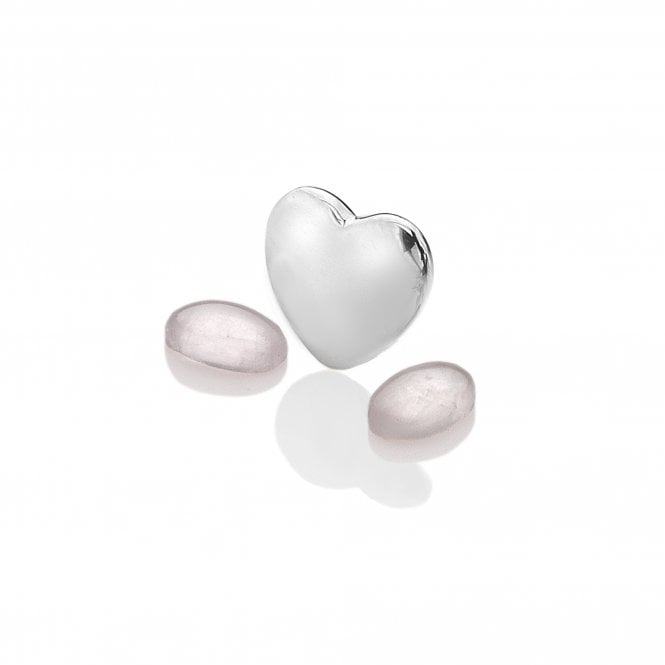 October - Sterling Silver Heart with Rose Quartz Cabochons