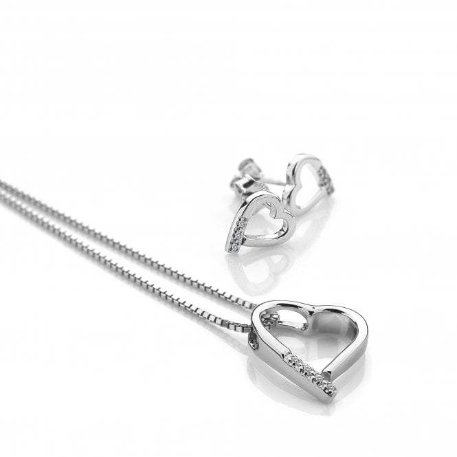 Romantic Heart Pendant and Earring Set