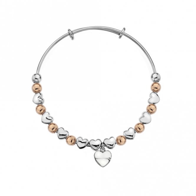 Rose Gold and Silver Plated Heart Bangle