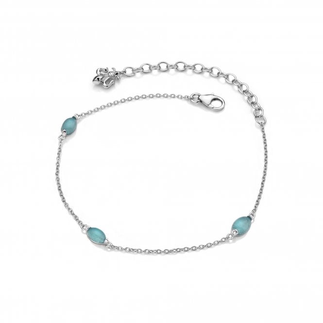 September - Blue Agate Oval Cabochon Cut Bracelet