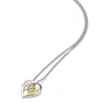 Silver & 18ct Interwoven Heart Pendant