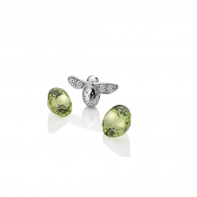 Sterling Silver Bee with Peridot Cabochons