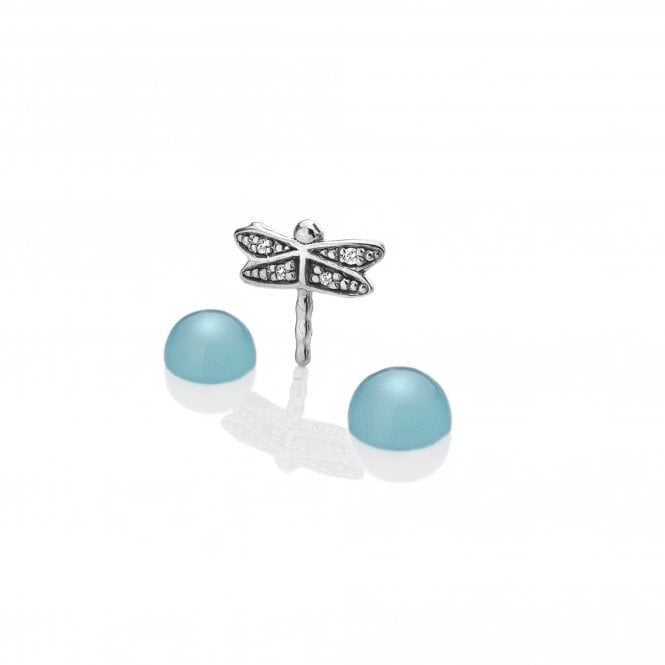Sterling Silver Dragonfly with Blue Agate Cabochons