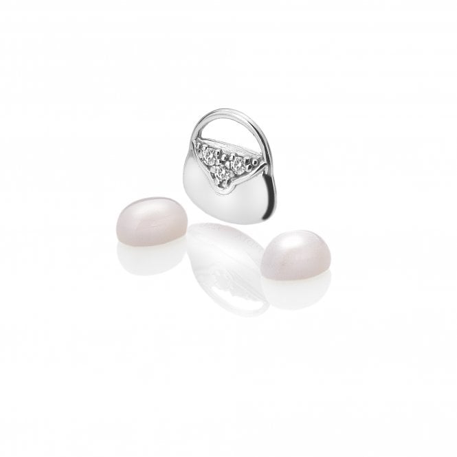 Sterling Silver Handbag Charm with Rose Quartz Cabochons
