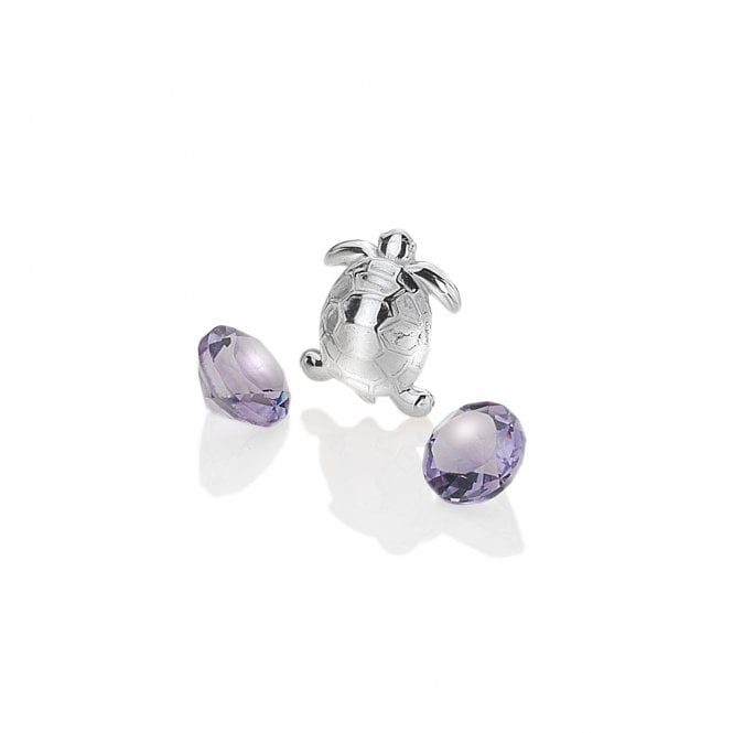 Sterling Silver Turtle with Amethyst Cabochons