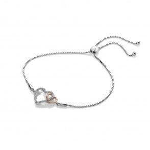 Togetherness Open Heart Bracelet - Rose Gold Plate Accents