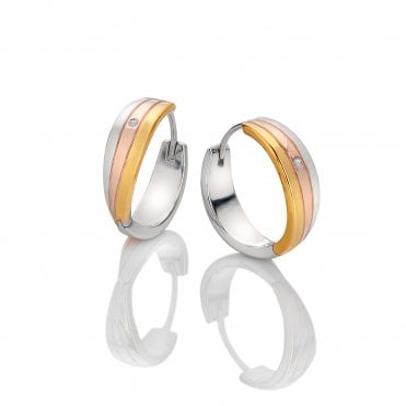 Trio Hoop Earrings - Tri-colour