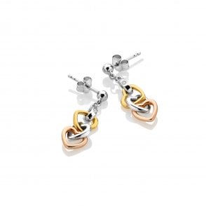 Trio Triple Heart Earrings - Gold Plated