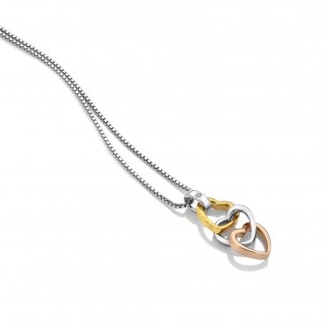 Trio Triple Heart Pendant - Rose and Yellow Gold
