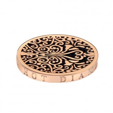 Victorian Ornate Rose Gold Plated Coin - 25mm