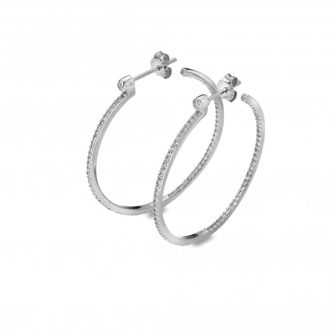 White Topaz Hoop Earrings - Large