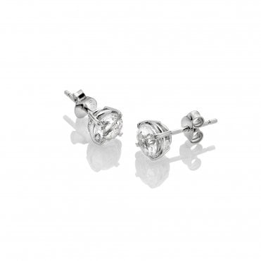 White Topaz Solitaire Earrings